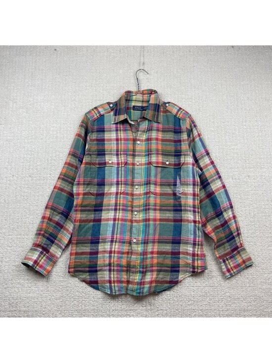 Polo Ralph Lauren Other - Polo Ralph Lauren Western Linen Button Up Dress Shirt Men Sz M Multicolor Plaid